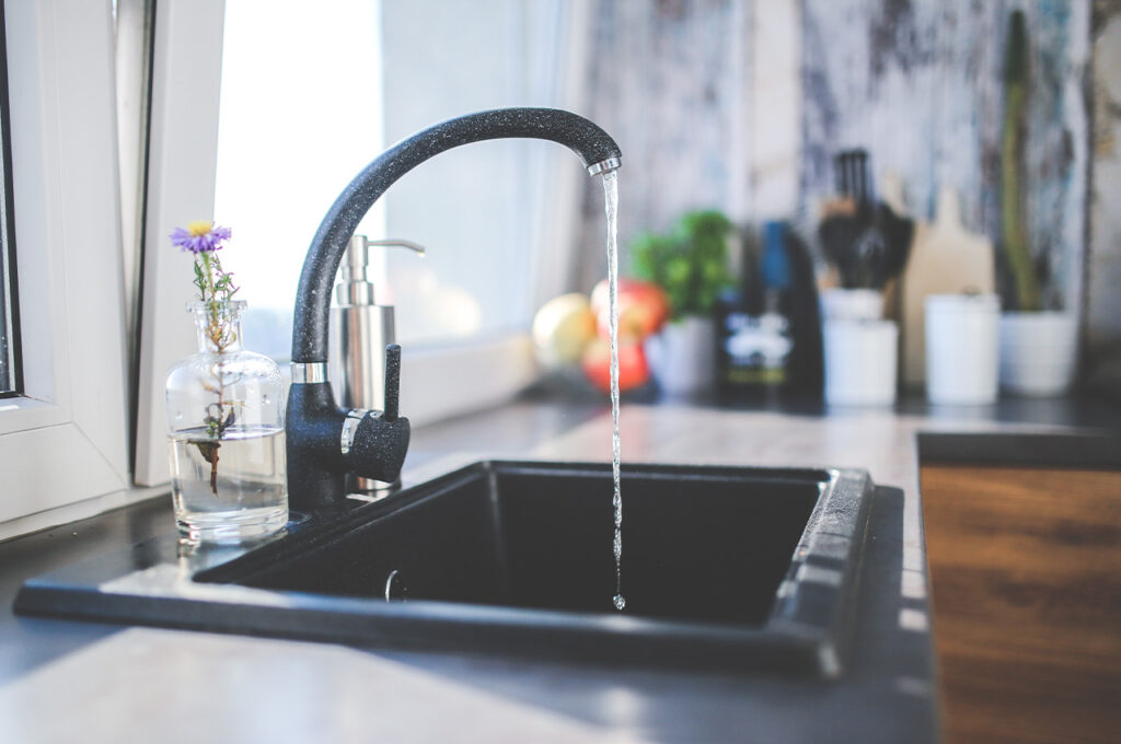 A kitchen sink installed by our plumber for a customer.